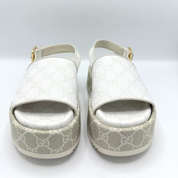Gucci White GG Supreme Platform Shoes Sz 36.5 - Picture 1 of 10